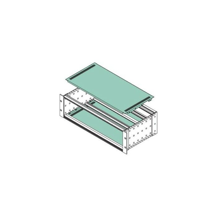 Screw-on EMC cover plates, passivated aluminum, perforated, with lateral notches for profile rails in 160, 220, 280, 340, 400 and 460 mm depth ADGA/M 45084-L