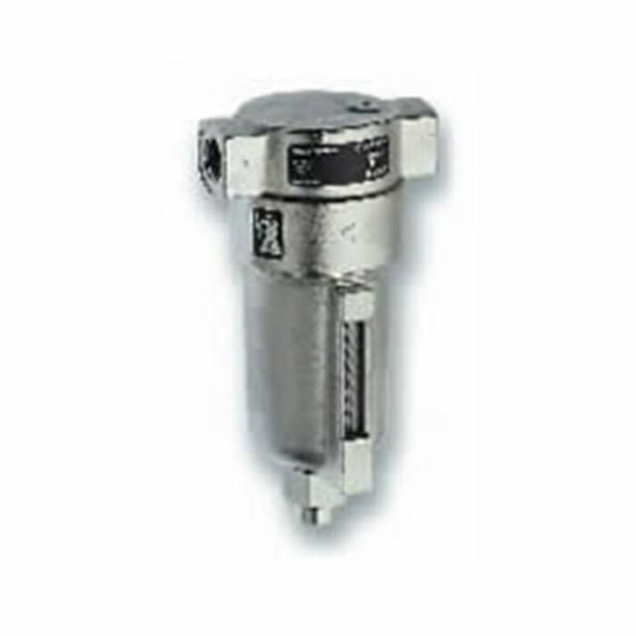 F22 Series general purpose stainless steel filter, 1/2 PTF, automatic drain, 25µm polyethylene filter element F22-400-A7DA